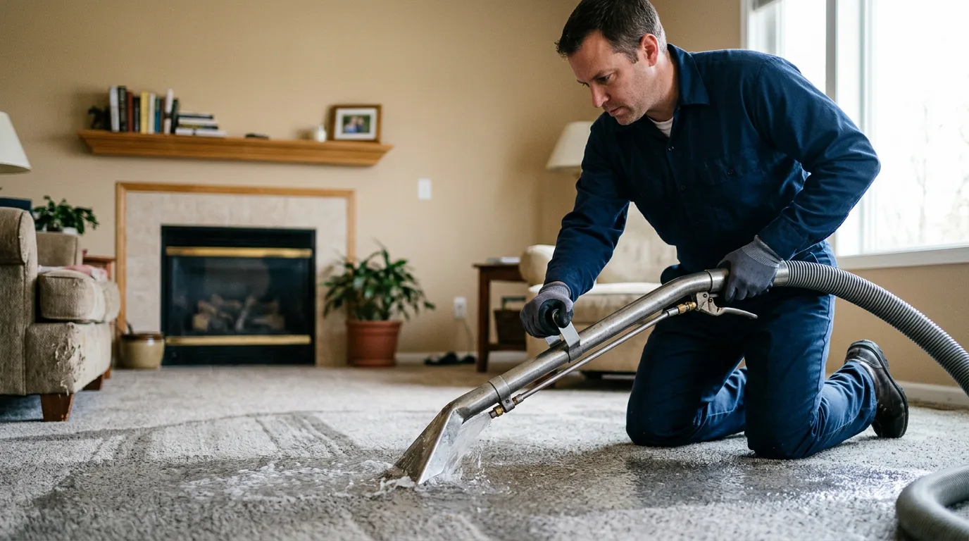Water damage restoration technician working near Donaldson, AR
